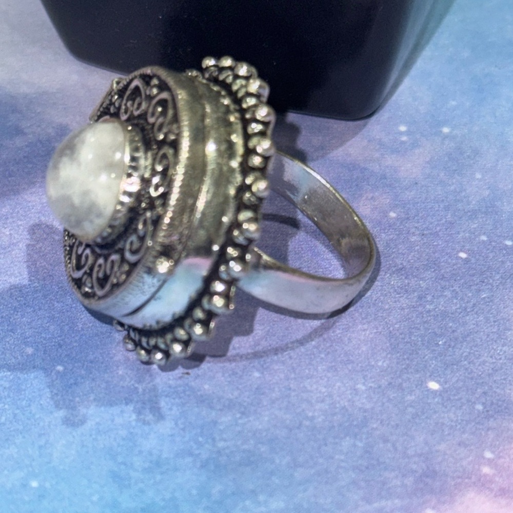 Silver Moonstone Poison Ring - image 4